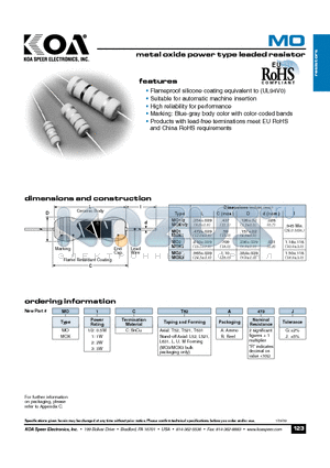 MO1CT52A473J datasheet - metal oxide power type leaded resistor