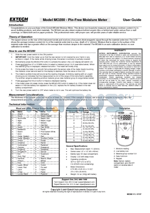 MO280 datasheet - Pin-Free Moisture Meter