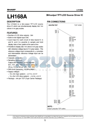 LH168A datasheet - 384-output TFT-LCD Source Driver IC