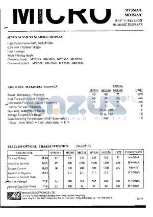 MO356A datasheet - 0.56 THREE DIGIT NUMERIC DISPLAYS