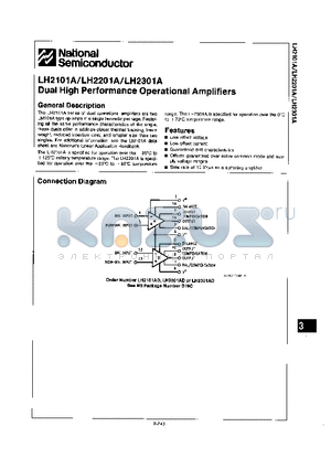 LH2101A datasheet - DUAL HIGH PERFORMANCE OPERATIONAL AMPLIFIERS