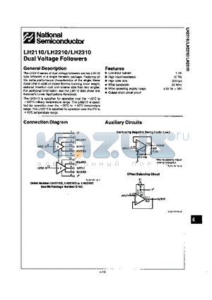 LH2110D datasheet - DUAL VOLTAGE FOLLOWERS