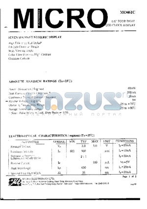 MO461C datasheet - 0.6 FOUR DIGIT LED CLOCK DISPLAY
