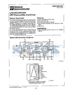 LH2440AS datasheet - CRT PREAMPLIFIER AND DRIVER