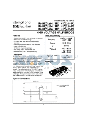 IR01D224-P2 datasheet - HIGH VOLTAGE HALF BRIDGE