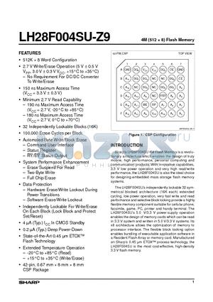 LH28F004SU-Z9 datasheet - 4M (512  8) Flash Memory