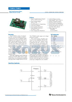 PTB48510C datasheet - Dual Complementary-Output DC/DC Converter for DSL