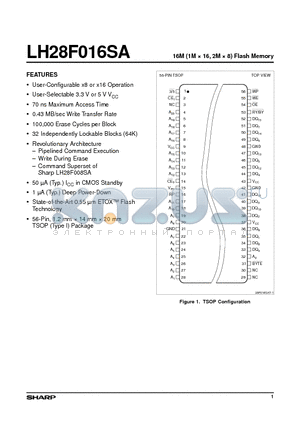 LH28F016SAT-70 datasheet - 16M (1M  16, 2M  8) Flash Memory