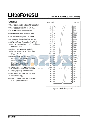 LH28F016SU datasheet - 16M (1M  16, 2M  8) Flash Memory