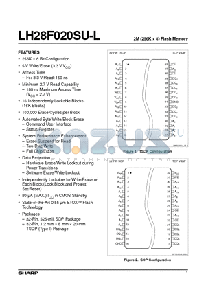 LH28F020SU-L datasheet - 2M (256K  8) Flash Memory