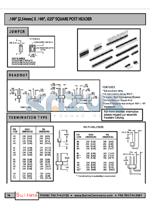 PTC36DAER-M datasheet - SQUARE POST HEADER