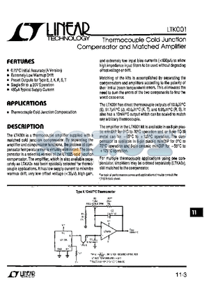 LTK00CN8 datasheet - Thermocouple Cold Junction Compensator and Matched Amplifier
