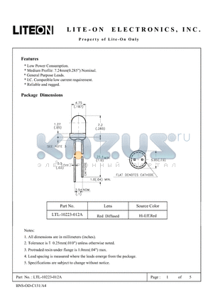 LTL-10223-012A datasheet - Property of Lite-On Only