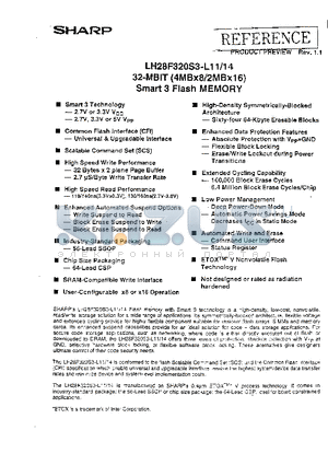 LH28F320S3NS-L14 datasheet - 32-MBIT(4MBx8/2MBx16)Smart 3 Flash MEMORY