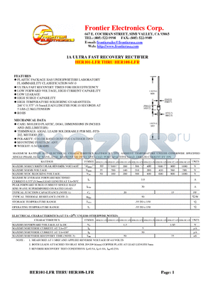 HER102-LFR datasheet - 1A ULTRA FAST RECOVERY RECTIFIER