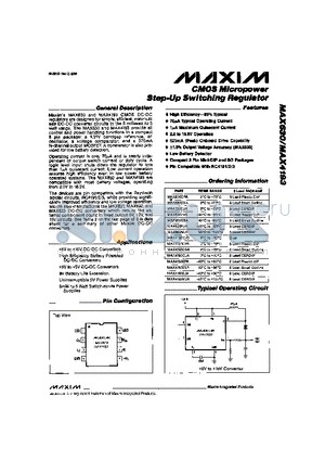 MAX630CJA datasheet - CMOS Micropower Step-UP Switching Regulator