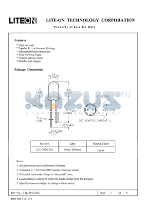 LTL-307G-022 datasheet - Property of Lite-On Only