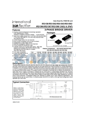 IR21365JPBF datasheet - 3-PHASE BRIDGE DRIVER