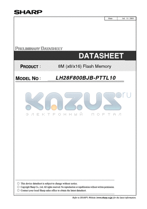 LH28F800BJB-PTTL10 datasheet - 8M (x8/x16) Flash Memory