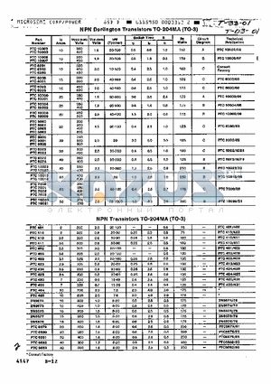 PTC7000 datasheet - NPN Darlington Transistors