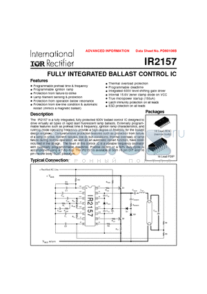 IR2157_07 datasheet - FULLY INTEGRATED BALLAST CONTROL IC