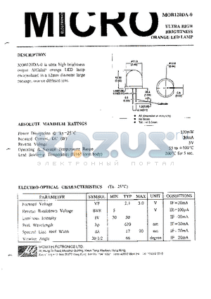 MOB120DA-0 datasheet - ULTRA HIGH BRIGHTNESS ORANGE LED LAMP