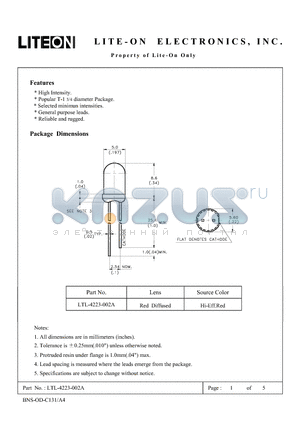 LTL-4223-002A datasheet - Property of Lite-On Only