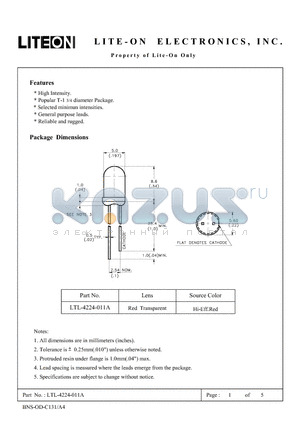 LTL-4224-011A datasheet - Property of Lite-On Only