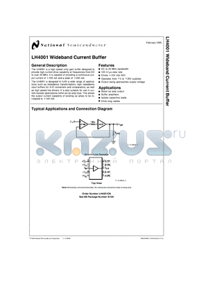 LH4001CN datasheet - Wideband Current Buffer