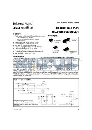 IR21834S datasheet - HALF-BRIDGE DRIVER