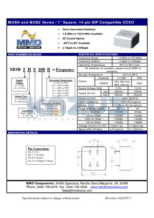 MOB12HS500C datasheet - Oven Controlled Oscillator