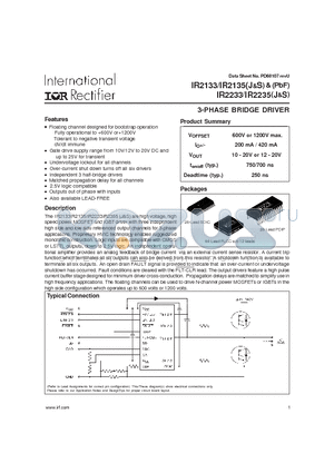 IR2233S datasheet - 3-PHASE BRIDGE DRIVER