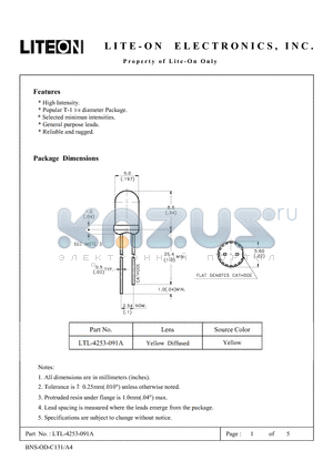 LTL-4253-091A datasheet - Property of Lite-On Only