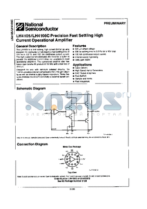 LH4105CG datasheet - PRECISION FAST SETTLING HIGH CURRENT OPERATIONAL AMPLIFIER