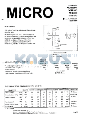 MOB33DR datasheet - 3mm FLANGELESS LED LAMPS