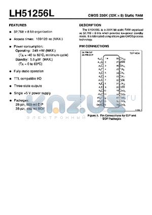 LH51256L datasheet - CMOS 256K (32K X 8) STATIC RAM