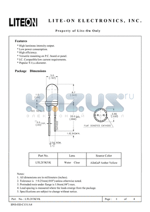 LTL2F3KYK datasheet - Property of Lite-On Only