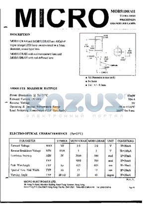 MOB51CRAH datasheet - ULTRA HIGH BRIGHTNESS ORANGE LED LAMPS