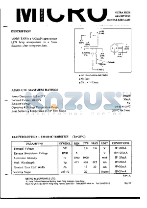 MOB51TAH datasheet - ULTRA HIGH BRIGHTNESS ORANGE LED LAMP