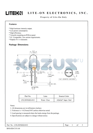 LTL2H3SEKS-012 datasheet - Property of Lite-On Only