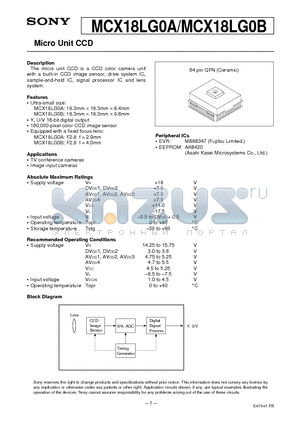 MCX18LG0A datasheet - Micro Unit CCD
