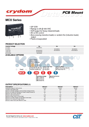 MCX240A5R datasheet - MCX Series