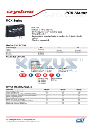 MCX240D5R datasheet - MCX Series