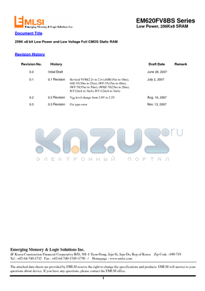 EM612FU8CU-45S datasheet - 256K x8 bit Low Power and Low Voltage Full CMOS Static RAM