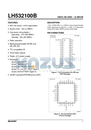 LH532100B datasheet - CMOS 2M (256K x 8) MROM