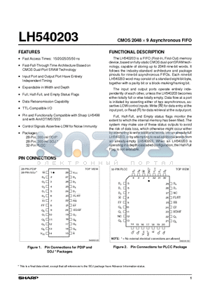 LH540203D-35 datasheet - CMOS 2048X9 ASYNCHRONOUS FIFO