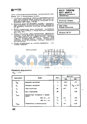 MCY64047N datasheet - Monostabilny / astabilny multiwibrator