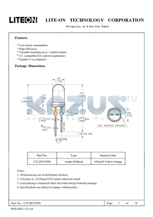 LTL2R3VFDS datasheet - Property of Lite-On Only