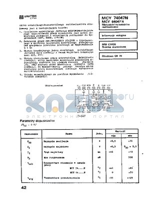 MCY74047N datasheet - Monostabilny / astabilny multiwibrator