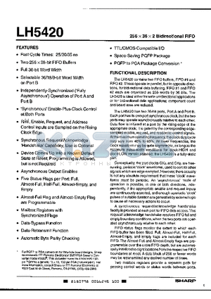 LH5420-P-30 datasheet - 256 x 36 x 2 Bidirectional FIFO